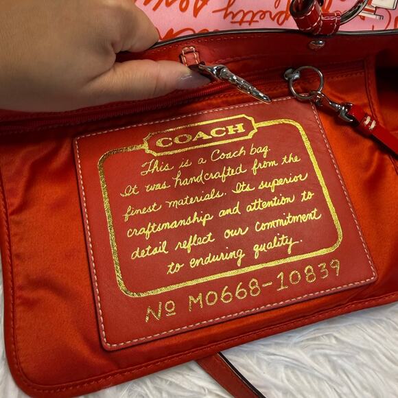 y2k Coach Vintage Red Patent Leather Perfume Print Tote - Picture 6 of 10